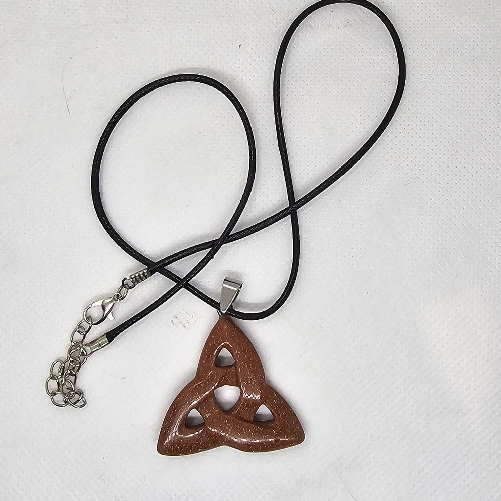 Brown Goldstone Celtic Knot Pendant Necklace